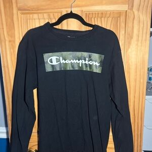 Champion Black Long Sleeve with Camo Logo